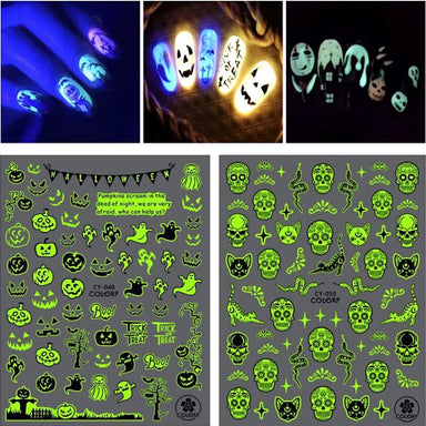 10pcs Skull Black White Scary Halloween Nail Art Foil Transfer Decals  Manicure