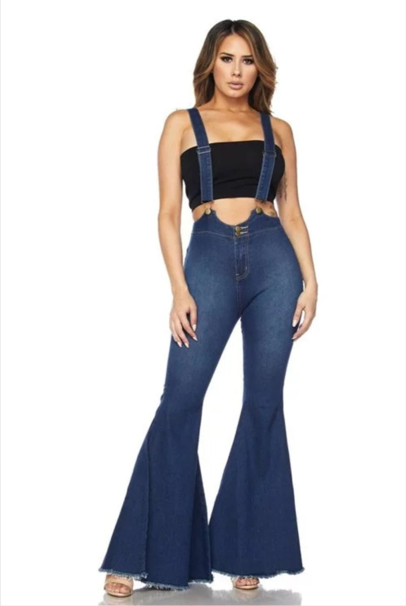 denim overall bell bottoms