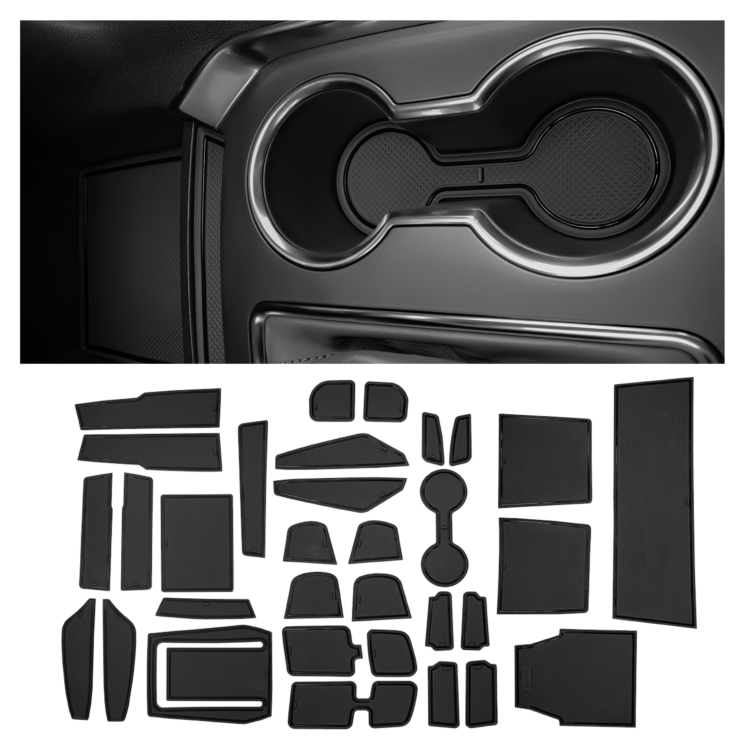 CupHolderHero fits RAM 1500 Accessories 2013-2024 Premium Custom Interior  NonSlip Anti Dust Cup Holder Inserts, Center Console Liner Mats, Door  Pocket