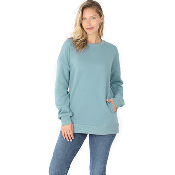 COMFORTABLE SOFT RELAX FIT POCKET SWEATSHIRT