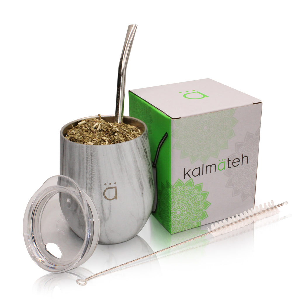 Kalmateh Yerba Mate Kit: Mate Gourd, Bombilla Straw, Insulated Thermos, Yerba Mate