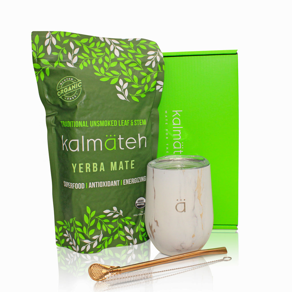 Kalmateh Yerba Mate - Vaso mate extra grande (12 onzas) con tapa de viaje  libre de BPA, filtro bombilla y limpiador bombilla, 18/8 de doble pared