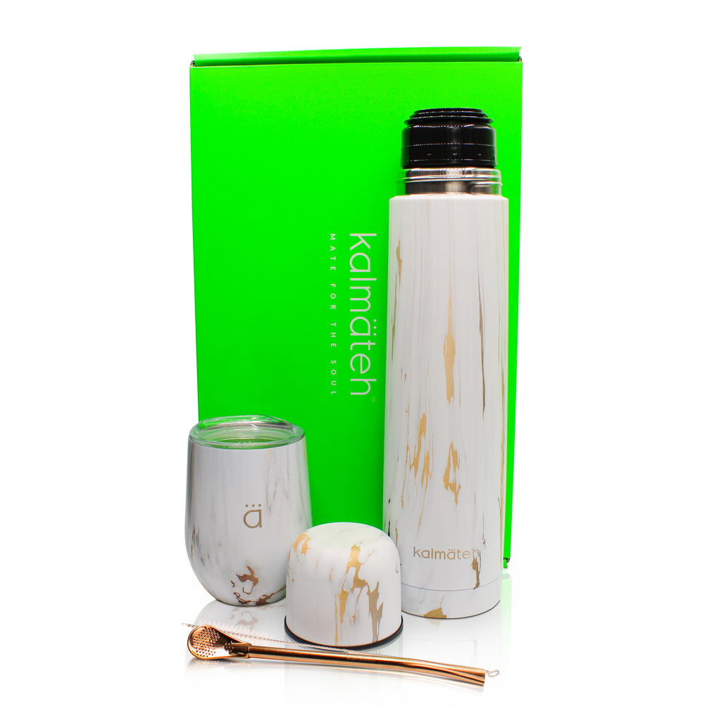  Mates Complete Set to Drink Yerba Mate Kit All Accesories  Included – Containers – Iron Gourd Cup – Bombilla Straw – Thermos White 33  X 17 X 9: Home & Kitchen