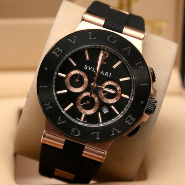 bvlgari black and gold watch