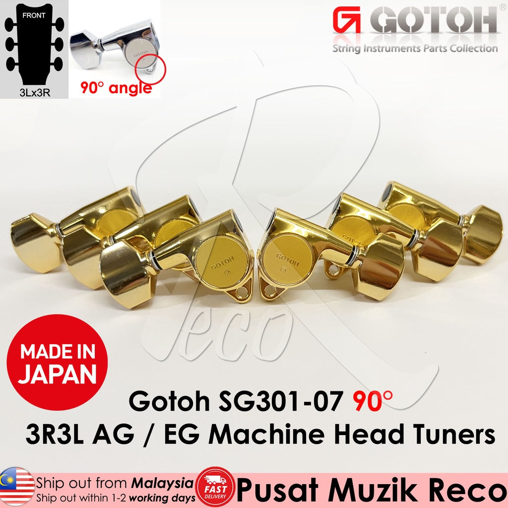 Gotoh SG381-07-GD L6 6 In-line Guitar Tuners, Gold – Reco Music