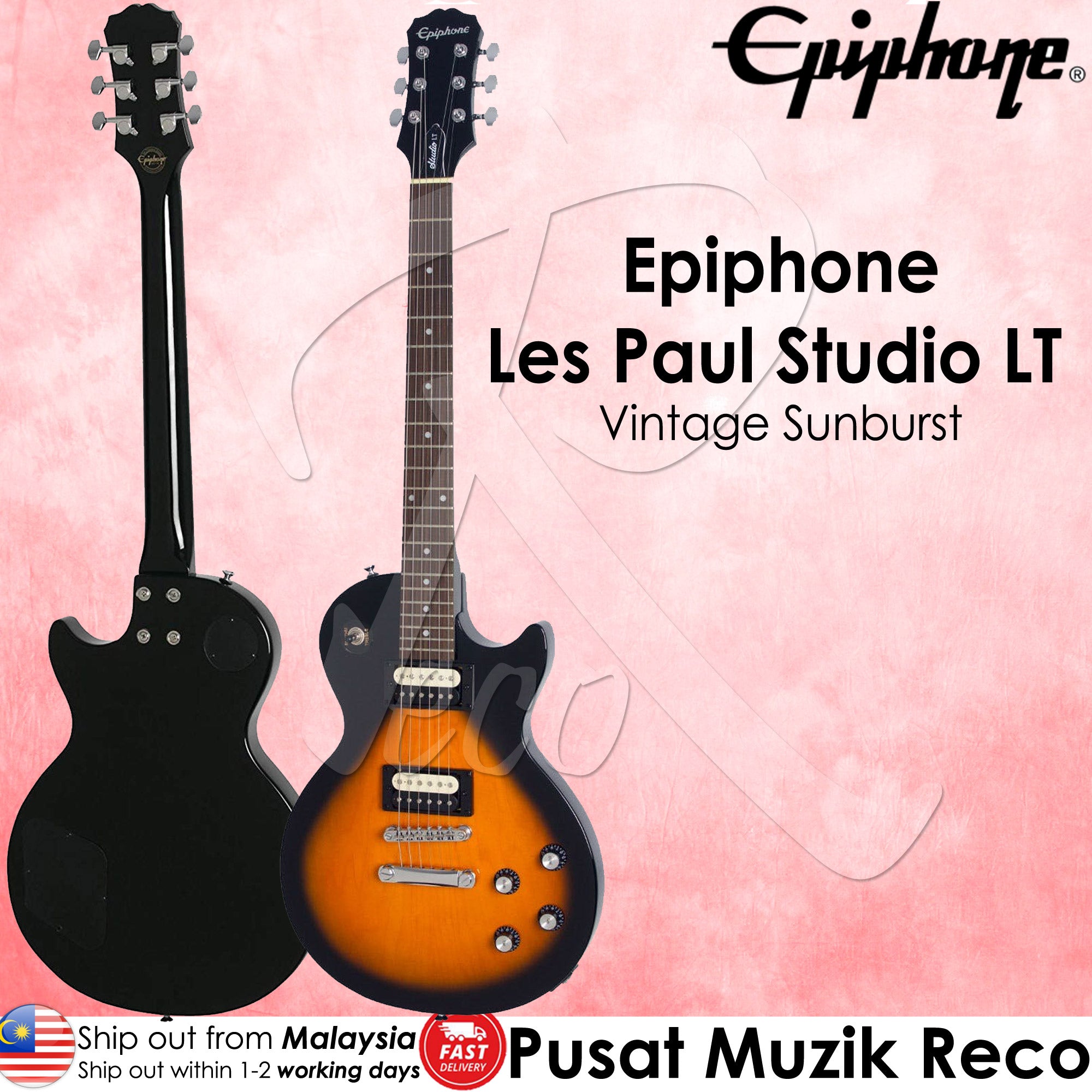Epiphone Les Paul Studio LT VS Solid Electric Guitar, Vintage Sunburst –  Reco Music Malaysia