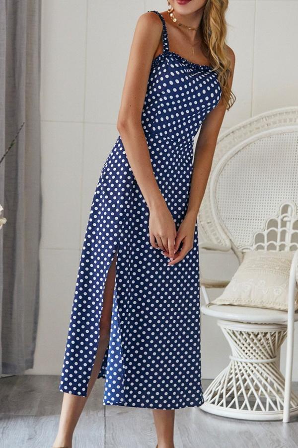 polka dot slit dress