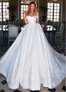 custom made empire waist duchess satin gown