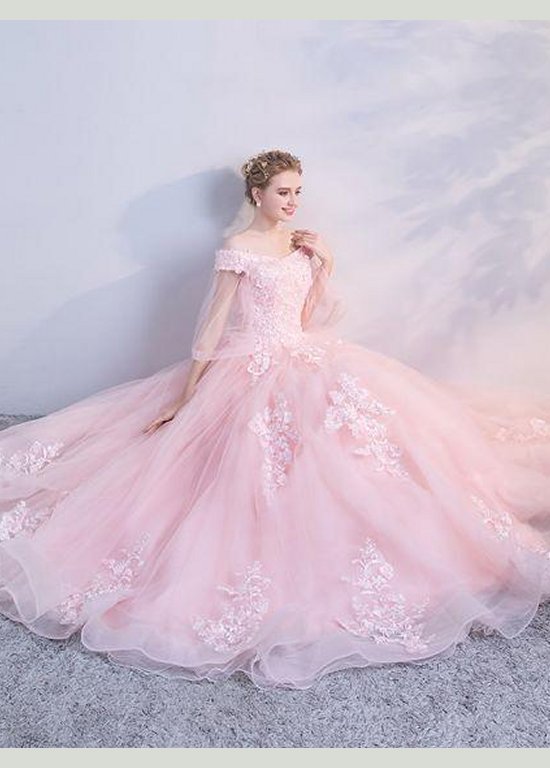 pink puffy ball gown
