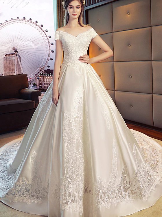 empire waist duchess satin gown