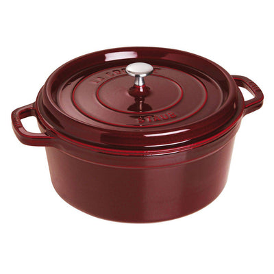 Staub Cast Iron - Round Cocottes 7 qt, Round, Cocotte, Black Matte