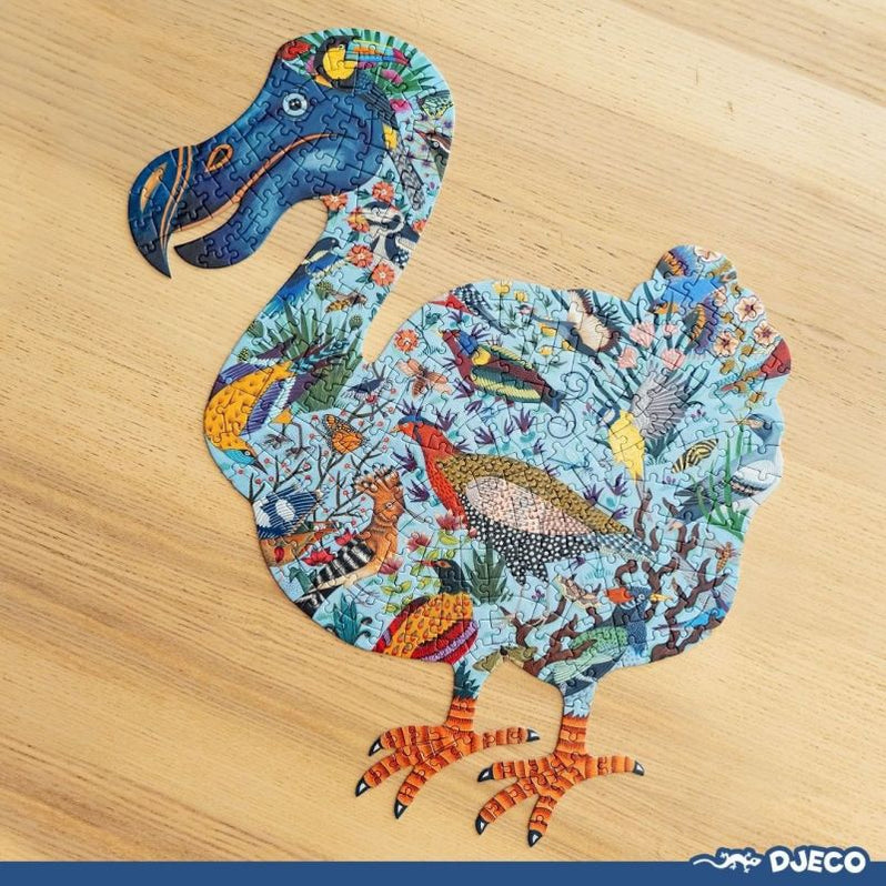 The full view of a completed blue dodo puzzle.