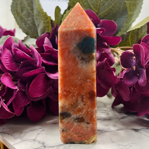 Apatite in Orange Calcite| AC10 - Soul of Lemuria  - Crystalline Calcium Phosphate