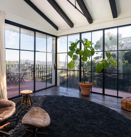 a floor-to-ceiling sliding door 