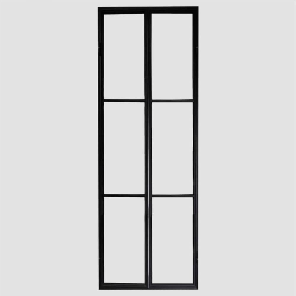 PINKYS Air 4 Pantry double flat steel interior door with removable threshold with simple horizontal bars results in the perfect combination of classic and contemporary used as entry doors, patio and french doors, back or side steel doors, and even as steel room dividers.