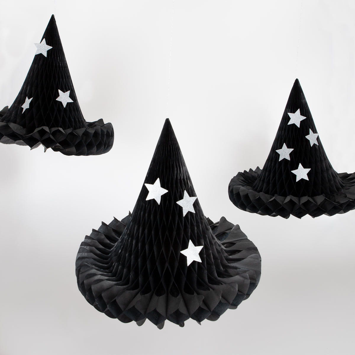 Hanging Honeycomb Witch Hat Decorations (x 3)