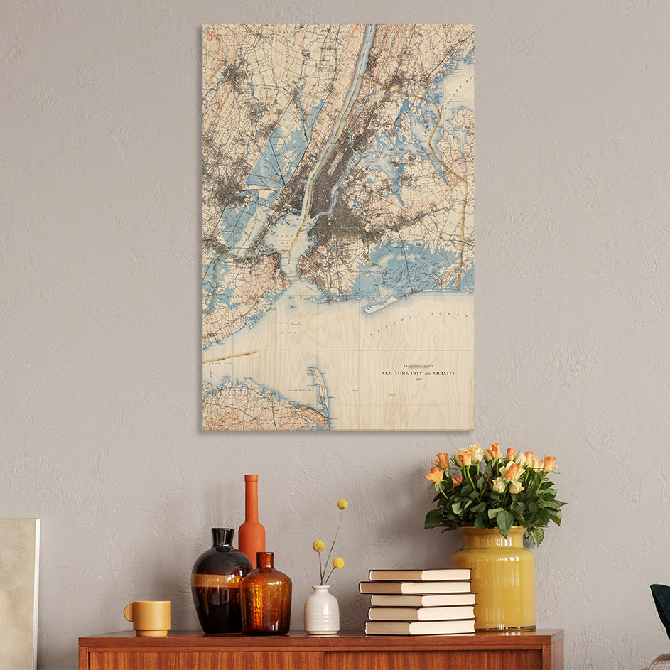 Vintage City Maps on Real Wood Page 2 Grand Wood Wall Art by DaydreamHQ