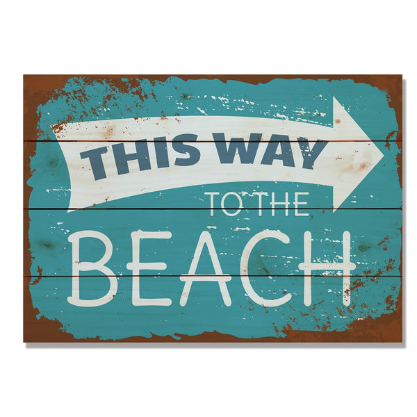 To the Beach 20x14 - Coastal Sign on Wood - Outdoor/Indoor Wall Art ...