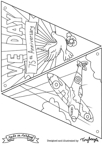 VE day bunting template colour in spitfire