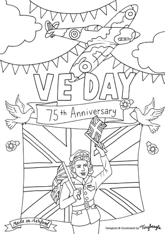 v.e. day colouring sheet