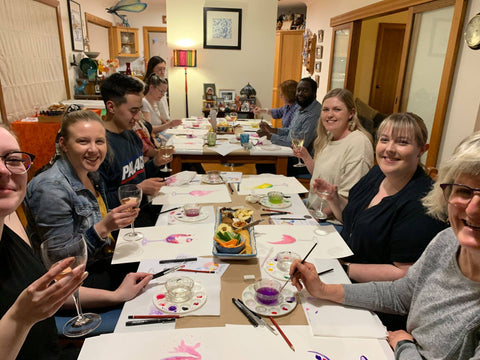 Specsavers Paing and Plonk Team Building painting wine glasses