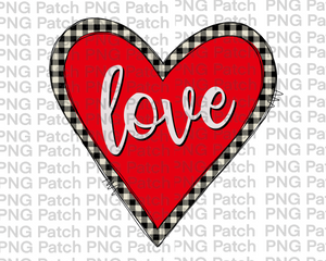 Big Red Heart Love With White Buffalo Plaid Outline Valentine S