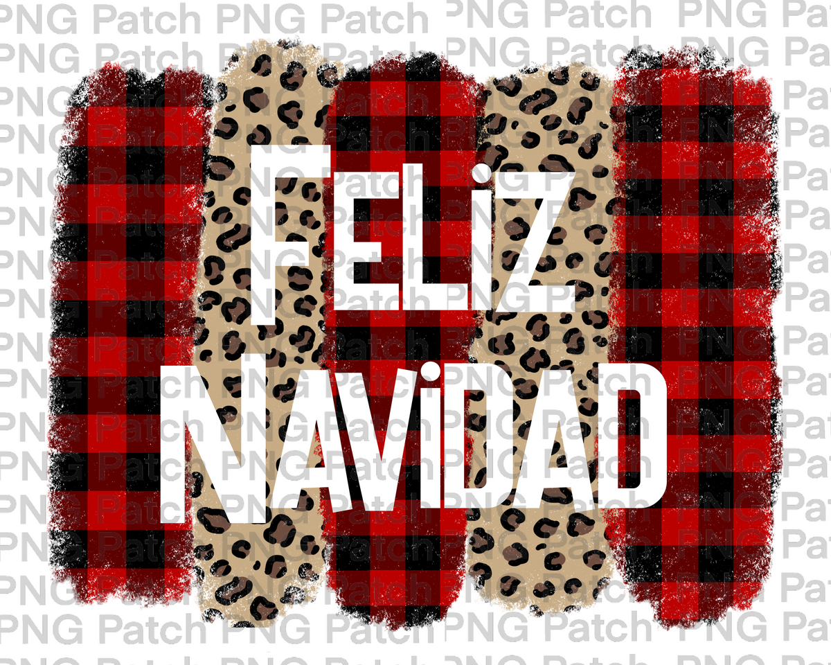 Download Feliz Navidad with Buffalo Plaid and Leopard Print ...