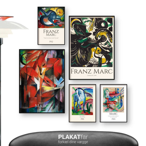 Stuevæg med Franz Marc kunstplakater