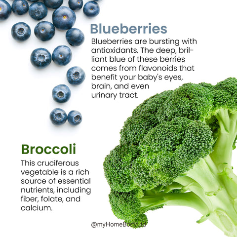 blueberries and broccoli for baby