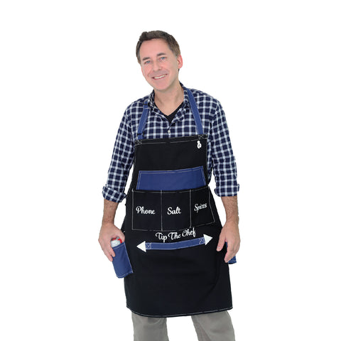 Man wearing BBQ apron