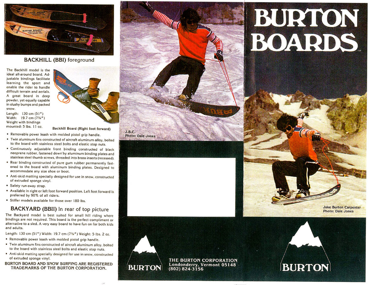 Vintage Burton Snowboard Catalog c. 1979-80.
