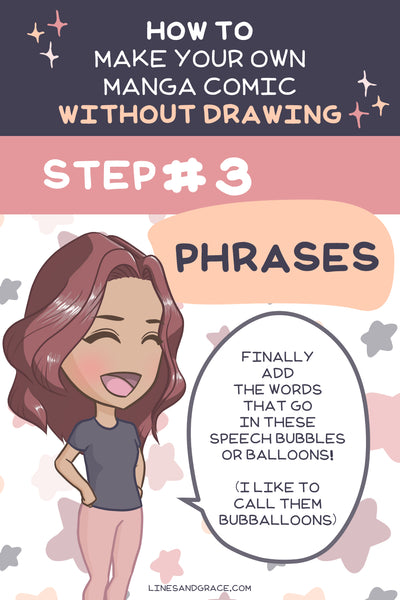 How to make a manga comic without drawing | Step 3. Phrases
