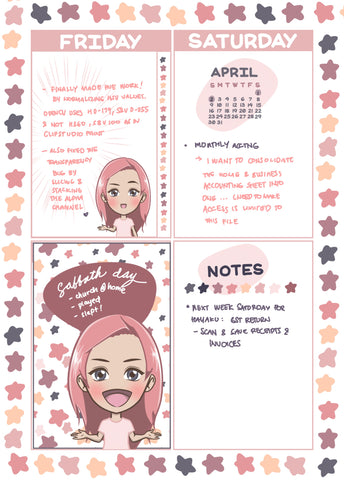 Sample Weekly Layout with Notes