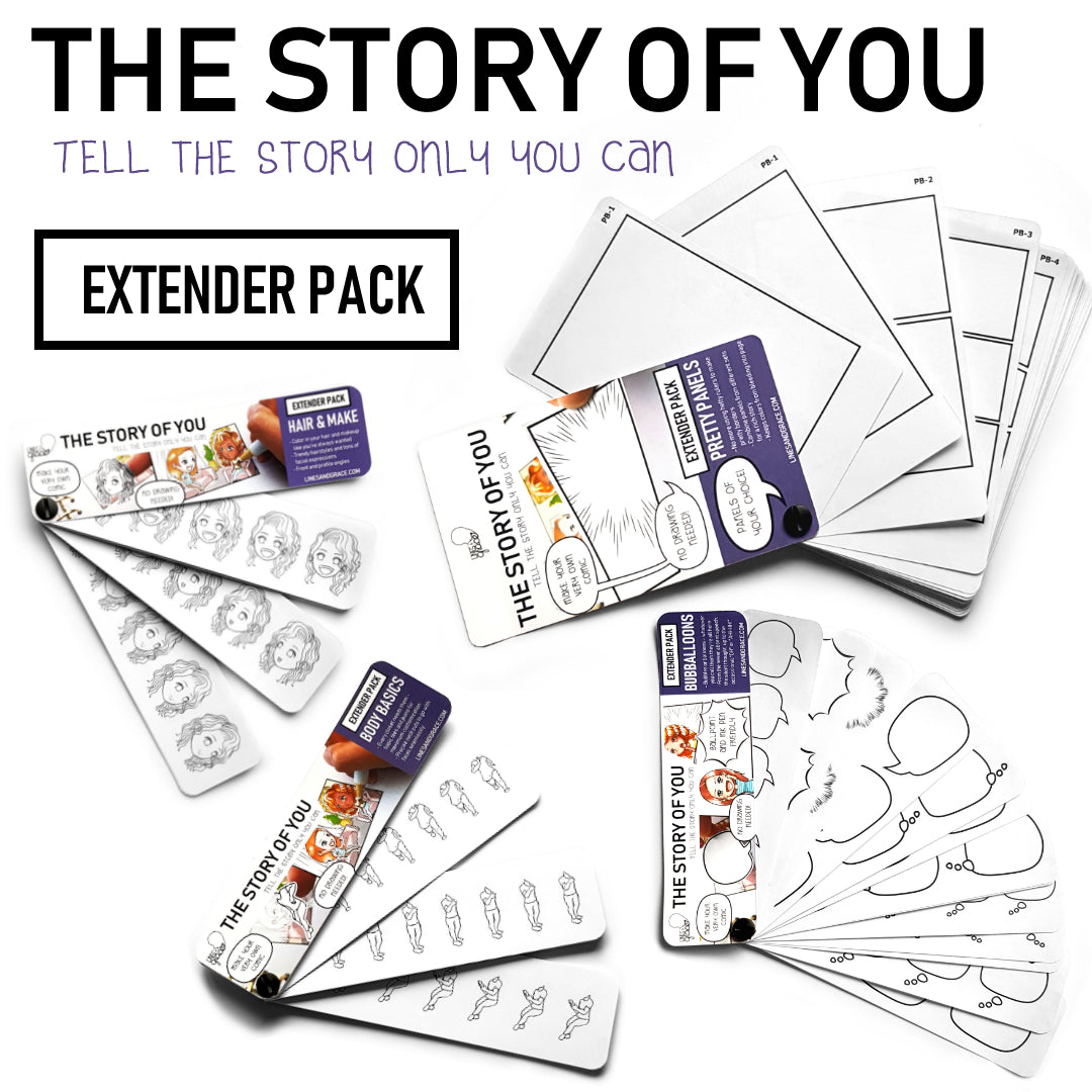Extender Packs - Hair & Make, Body Basics, Pretty Panels, and Bubballoons from the Story of You Collection of Storytelling Stickers