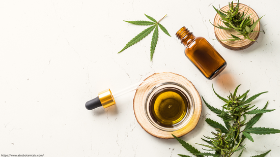 CBD Oil and Hemp Leaves