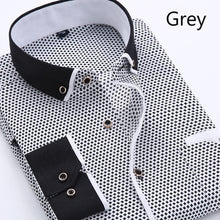 Load image into Gallery viewer, Men Shirts Long Sleeve Male Business Casual Printed Fashion Formal Dress Shirts Slim Fit Masculina Camisa Plus Size - MariaNoor