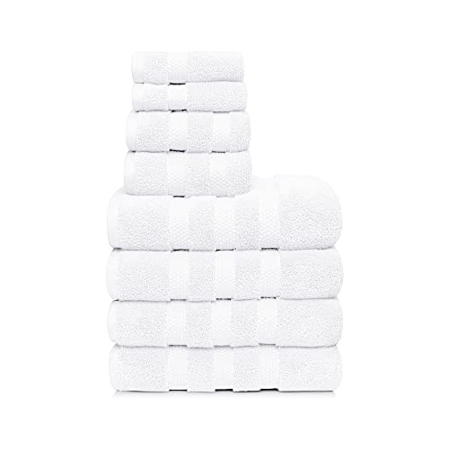 Vivendi Bath Towels Hand Towels and Washcloths Set Infinity Zero Twist 100%  Cotton 4 Bath, 2 Hand, 2 Wash, Super Soft, Highly Absorbent Towels for