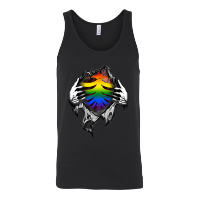 Halloween Ripped Chest Rainbow Skeleton Shirt, LGBT Shirt - Dashing Tee