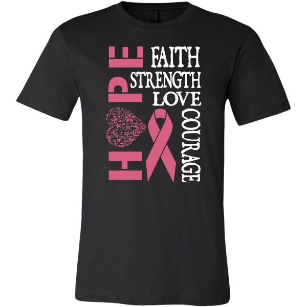 Breast Cancer Awareness Shirt, Hope Faith Strength Love Courage Shirt ...