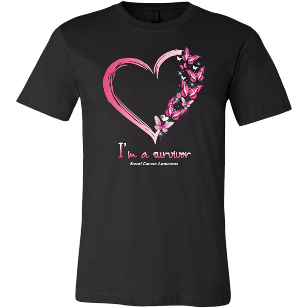 I'm A Survivor Breast Cancer Awareness Heart Butterfly Shirt - Dashing Tee