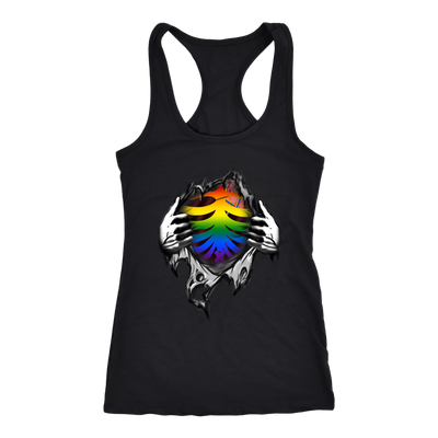 Halloween Ripped Chest Rainbow Skeleton Shirt, LGBT Shirt - Dashing Tee