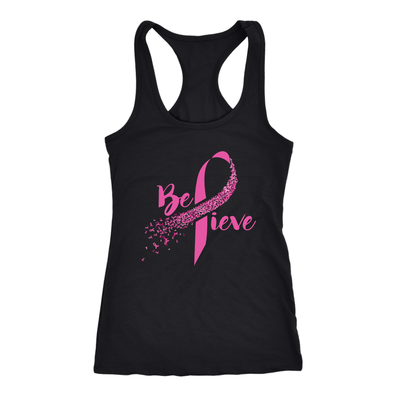 Breast Cancer Awareness Shirt, Believe Pink Ribbon Shirt - Dashing Tee