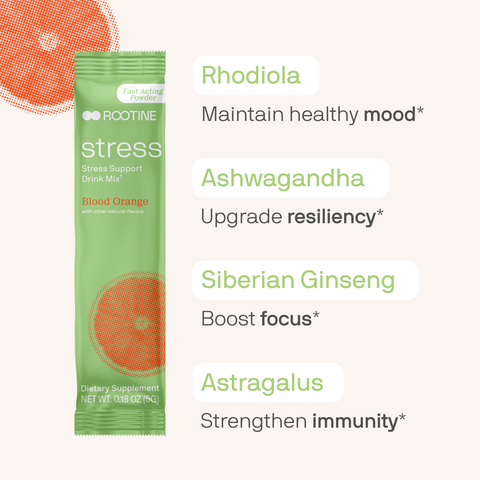 Rootine's Stress Support drink mix ingredients#size_24pk