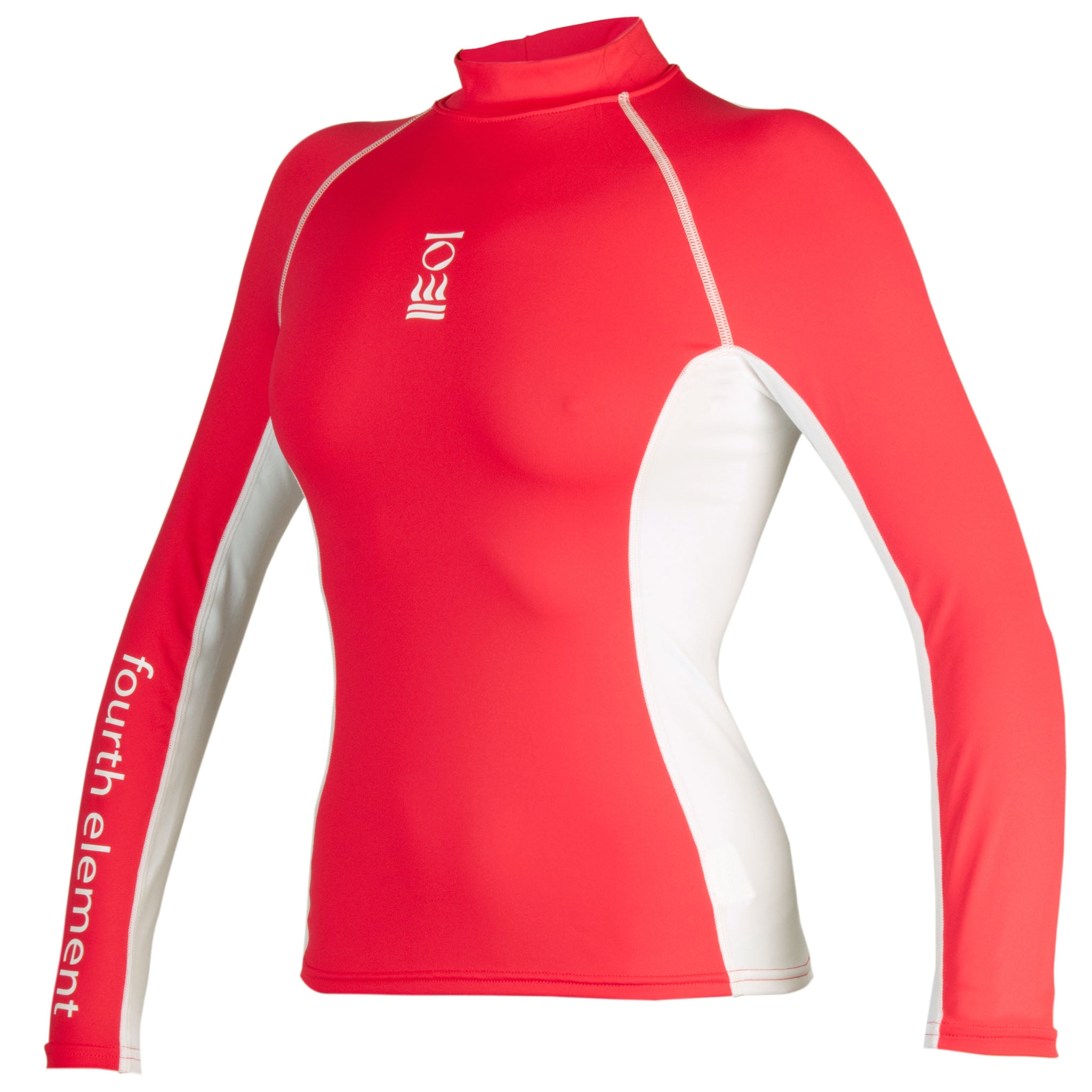 Fourth Element Women's Hydroskin UV50 Rash Vest Long Sleeve - Coral/Wh ...