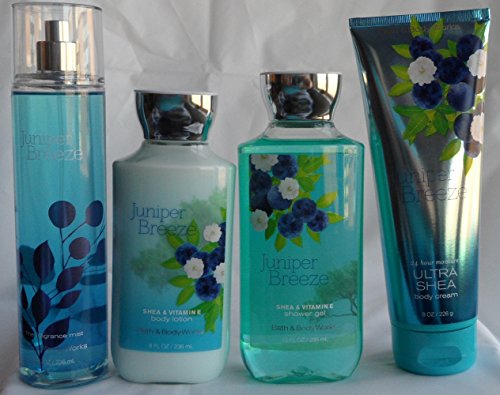 Bath Body Works Signature Collection Juniper Breeze Gift Set Body Lotion Body Cream Body Wash Fragrance Mist Lot Of 4