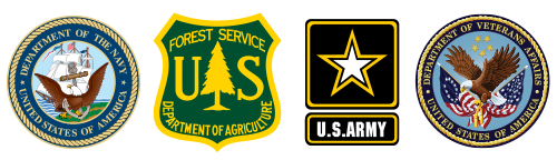 US Navy, US Forest Service, US Army, US Veterans Affairs