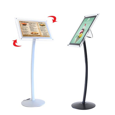 Adjustable Floor Stand with Rotating & Tilting Sign Frame for 18” x 22”  Menus, Posters and Signs