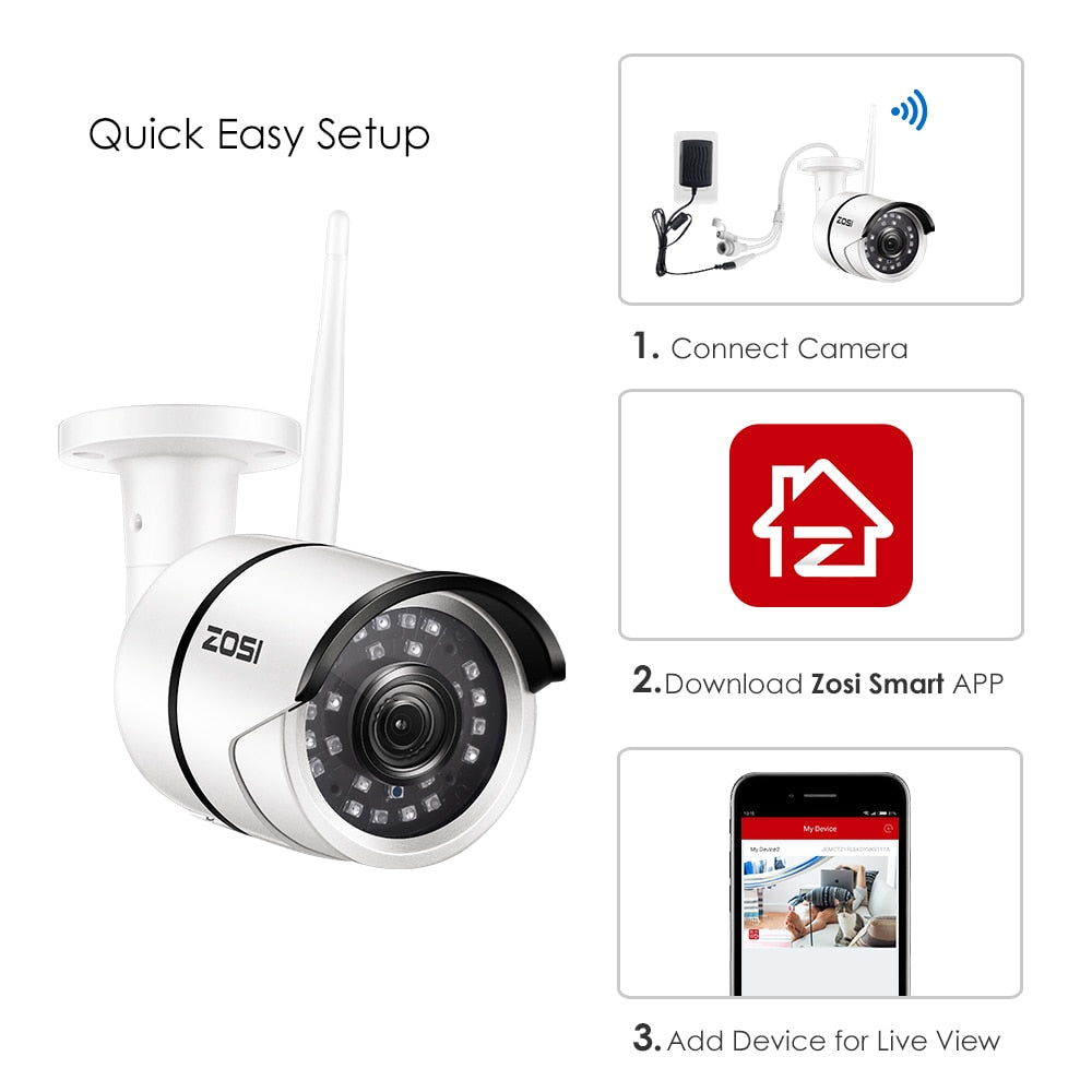 zosi 1080p wifi ip camera onvif 2.0 mp