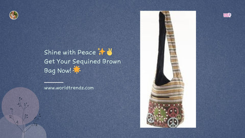Shine with Peace ✨✌️ Get Your Sequined Brown Bag Now! 🌟