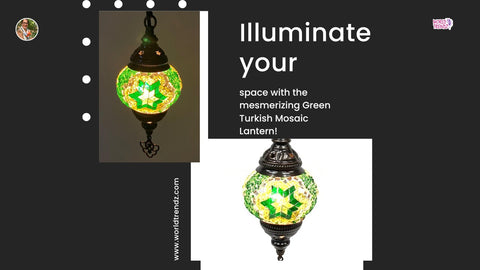 Illuminate your space with the mesmerizing Green Turkish Mosaic Lantern! ✨🌿